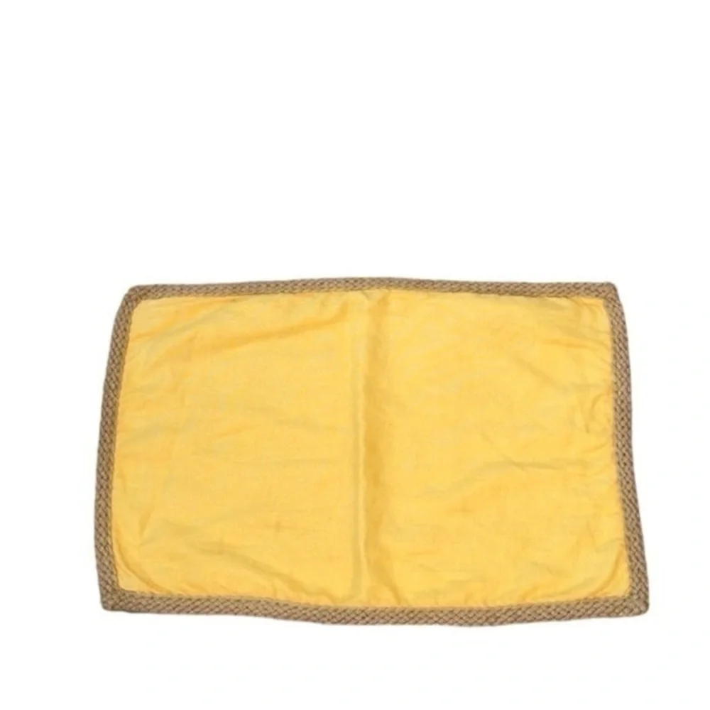 Pottery‎ Barn Sunflower Yellow 100% Linen Braided Trim Pillow Cover 16 x 26